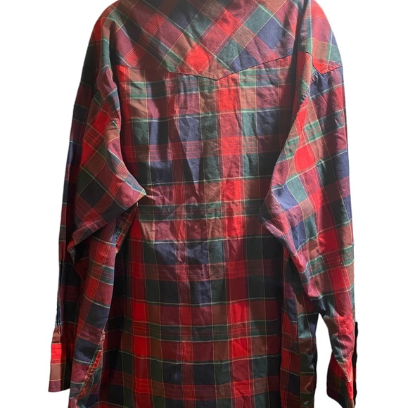 Wrangler X-Long 19-37 Pearl Snap long sleeve plaid shirt - Picture 3 of 3